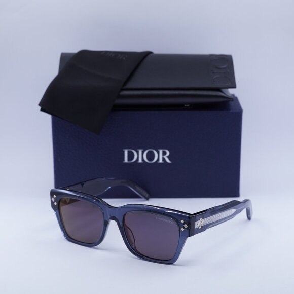 Dior CD DIAMOND S2 30G7 Sunglasses Dark Green Square Frame, Blue Lenses - Picture 10 of 10